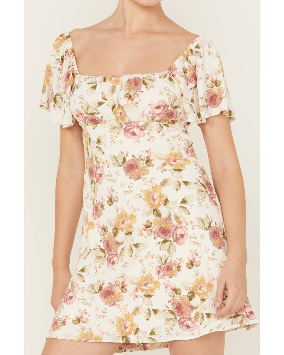 Image #3 - Originality Women's Boot Barn Exclusive Emma Floral Print Mini Dress, Ivory, hi-res