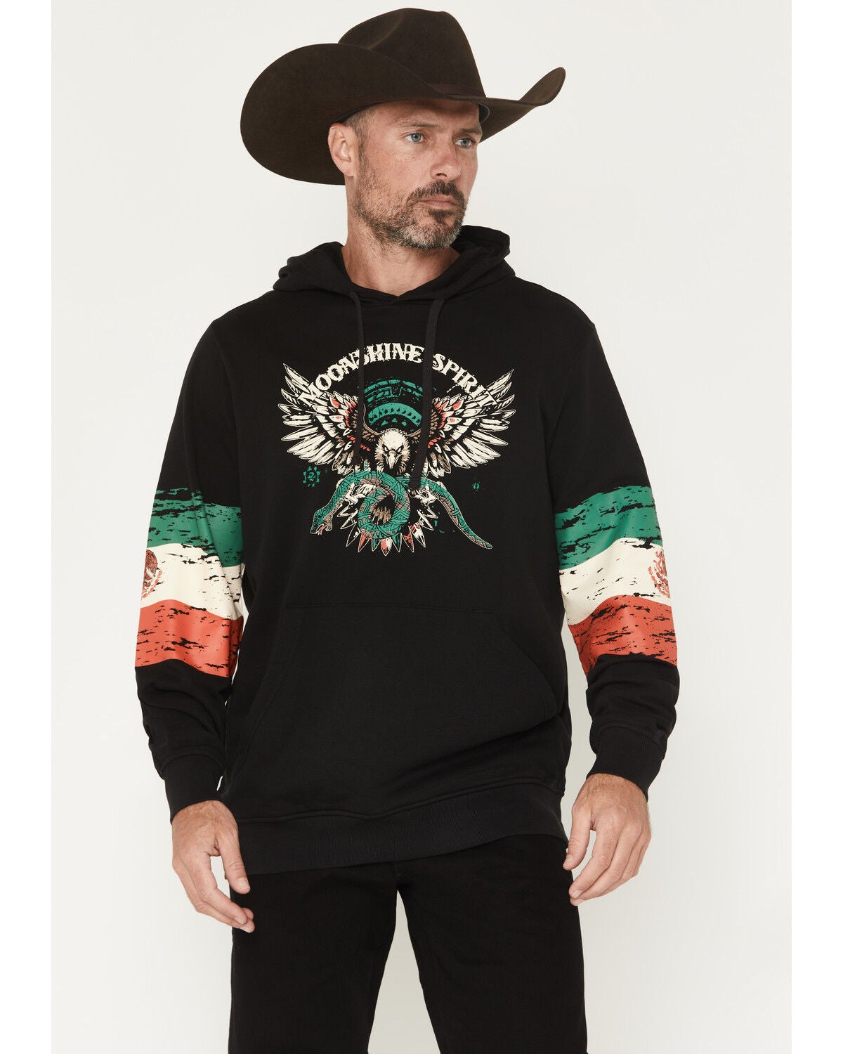 Moonshine Spirit&reg; Men's Marinos Mexico Hooded Sweatshirt, Black, hi-res