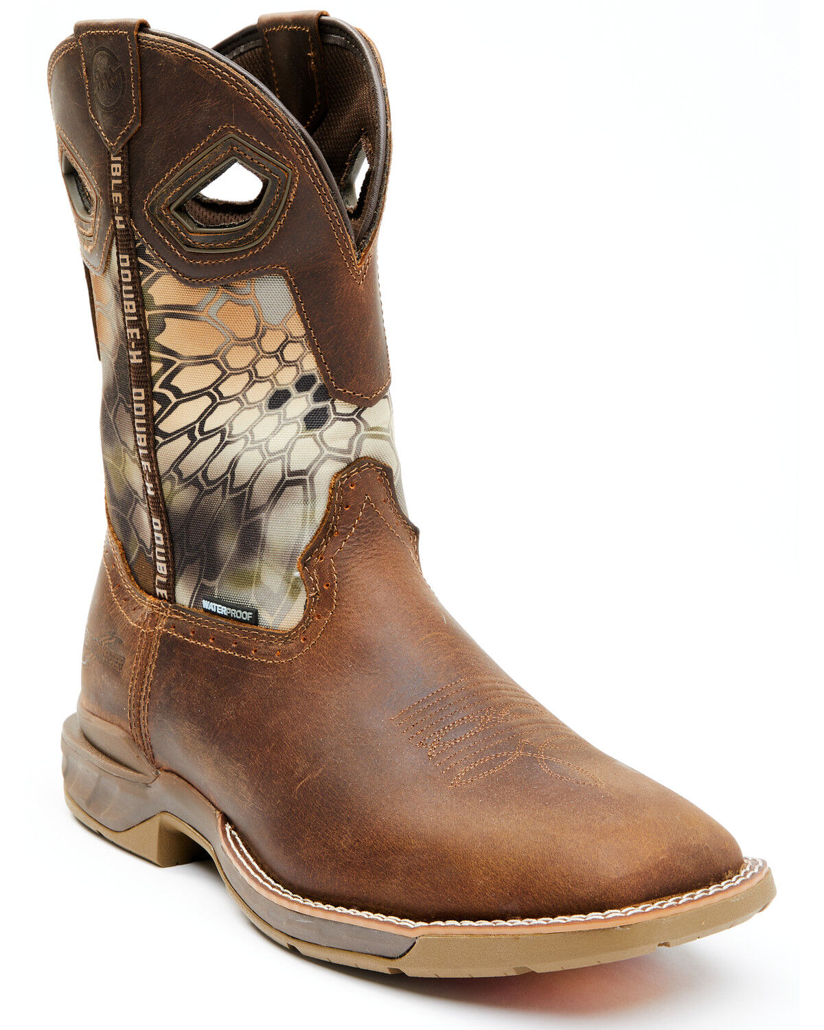 Image #1 - Double H Men's Kryptek Waterproof Western Boots - Broad Square Toe, Brown, hi-res