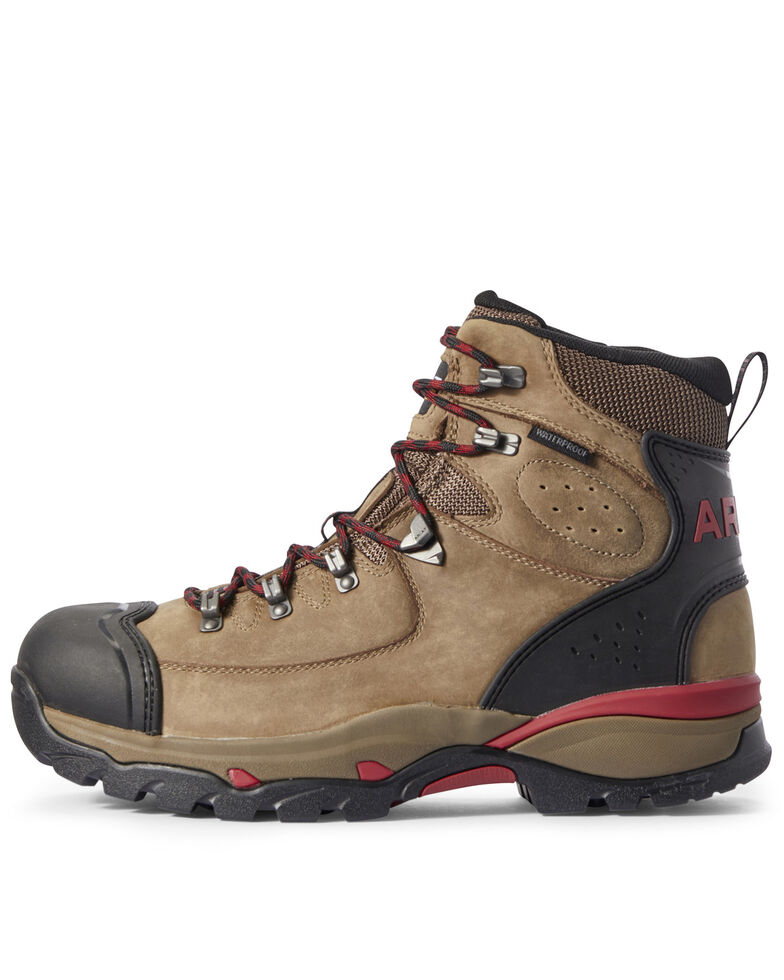 Ariat Men's Brown Endeavor Waterproof Work Boots - Soft Toe, Brown, hi-res