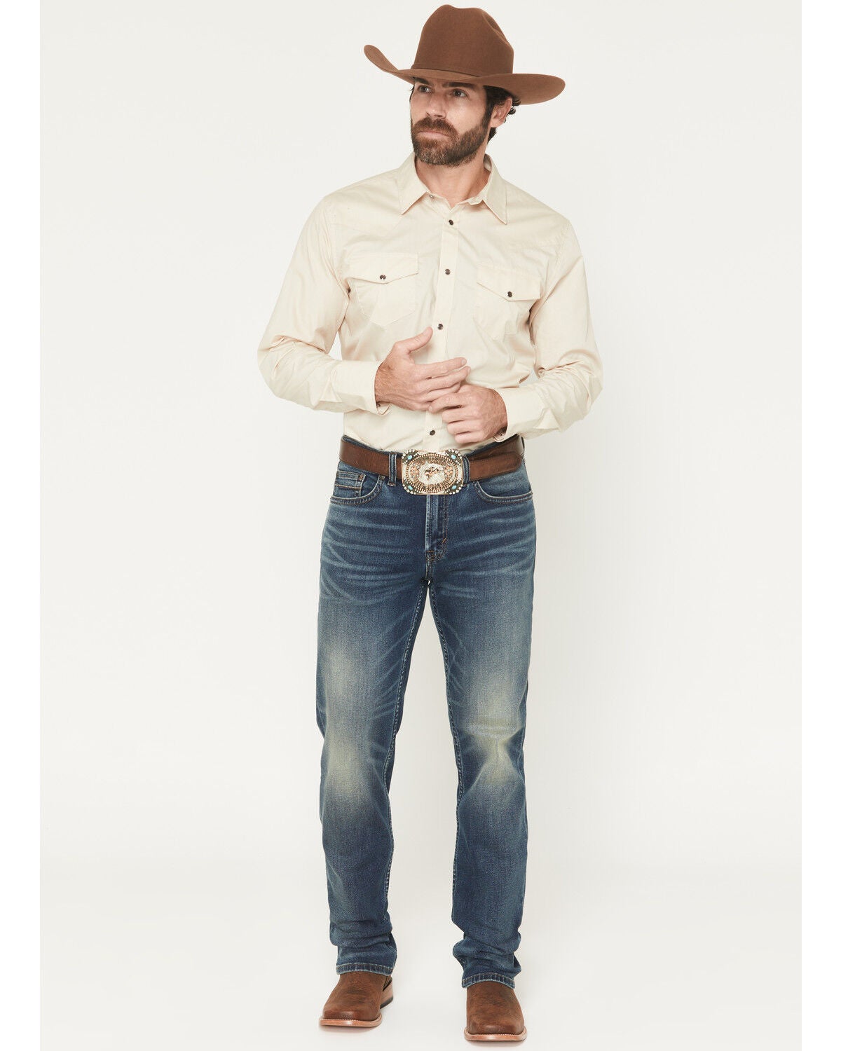 RANK 45&reg; Men's Rider-Flex Brooks Wash Ambush Slim Straight Performance 2-Way Stretch Denim Jeans, Dark Wash, hi-res