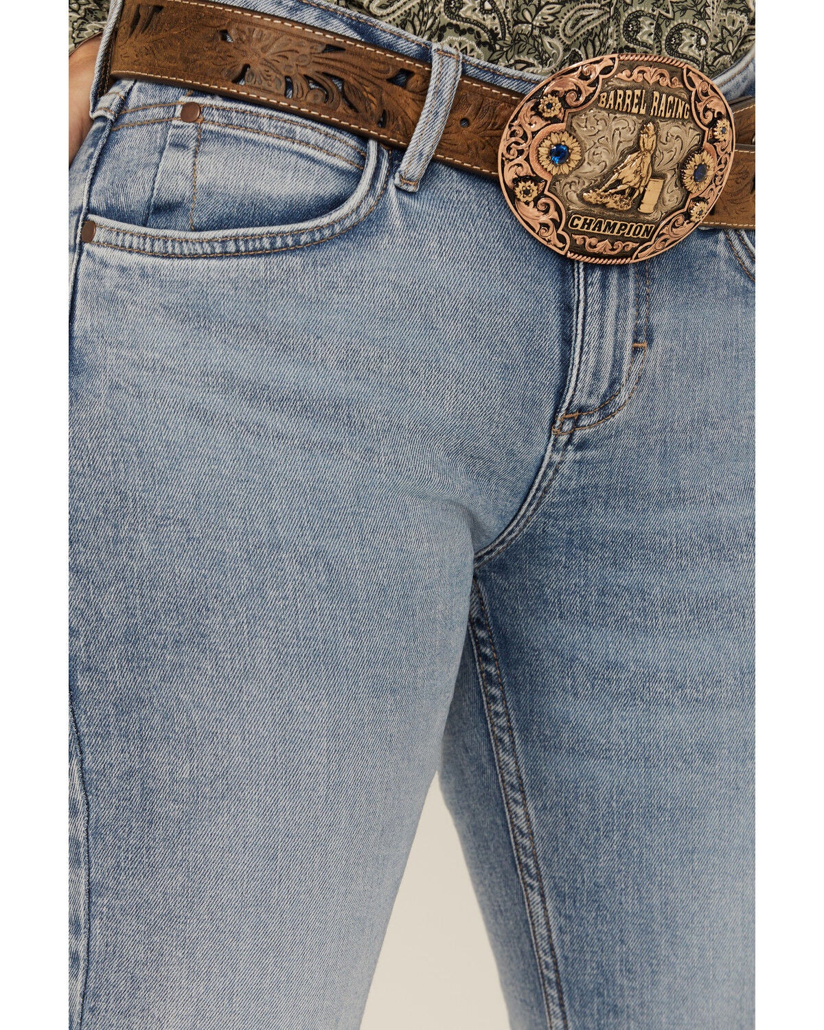 Image #2 - Wrangler Retro Women's Dillon Light Wash Mid Rise Mae Stretch Bootcut Jeans, Light Wash, hi-res