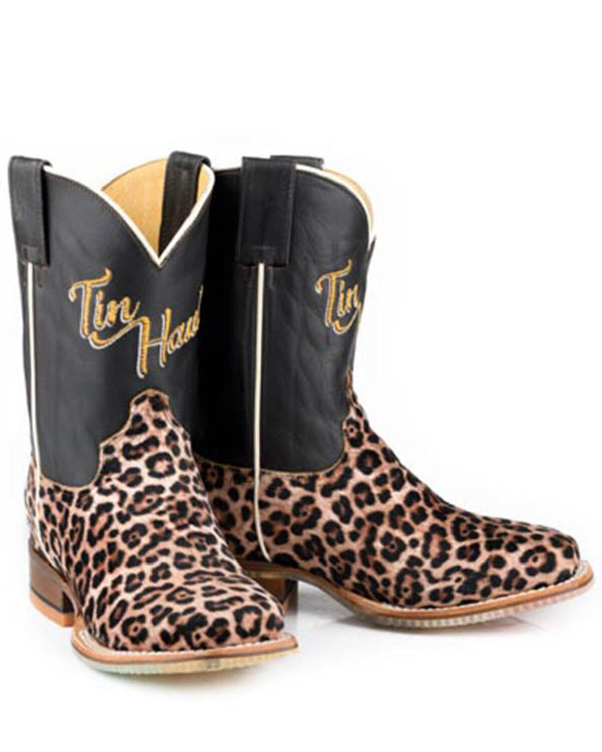 Image #1 - Tin Haul Girls' Wild Cat Western Boots - Broad Square Toe, Brown, hi-res