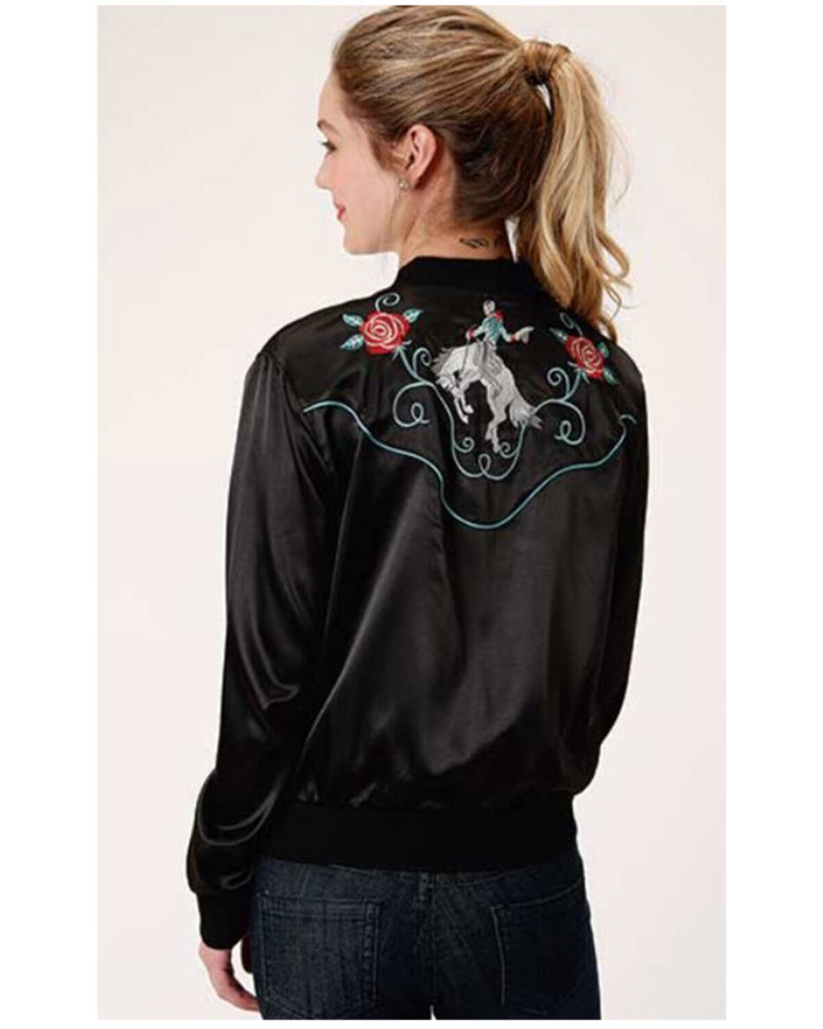 black silk bomber jacket womens
