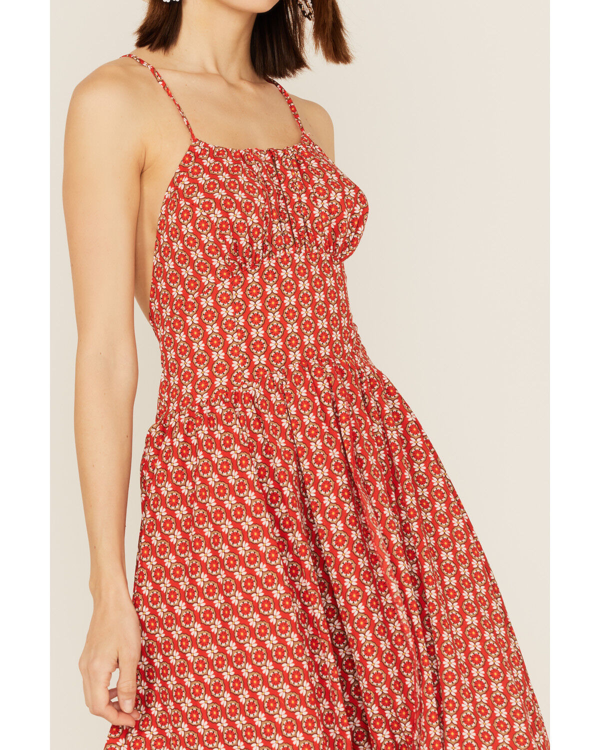 Image #3 - Molly Bracken Women's Printed Asymmetrical High-Low Dress, Red, hi-res
