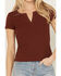 Image #3 - Shyanne Women's Studded Rib Knit V-Neck Top, Mahogany, hi-res