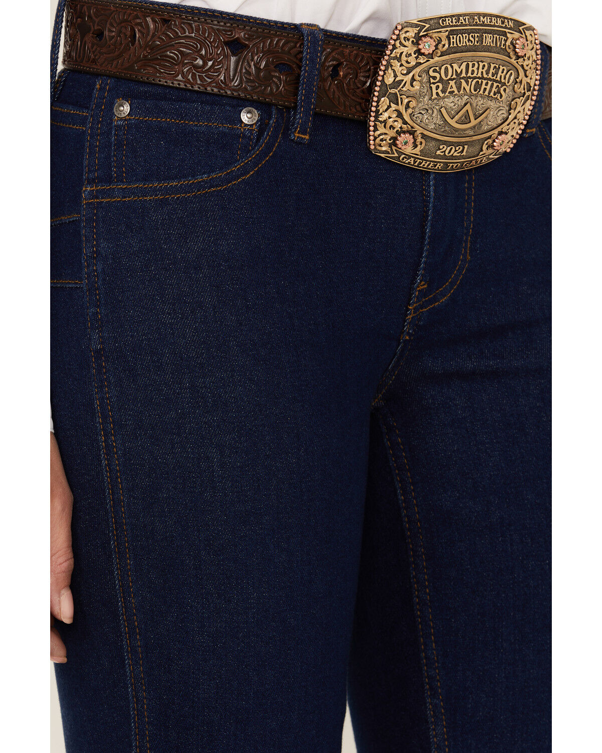 Image #2 - RANK 45® Women's Mid Rise Flare Super Dark Wash Mid Rise Signature Back Pocket, Super Dark Wash, hi-res
