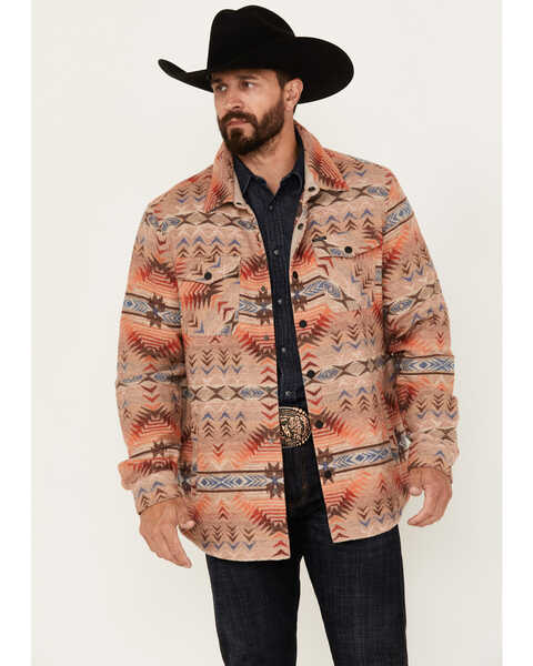 Rock & Roll Denim Men's Southwestern Snap Shirt Jacket , Tan, hi-res