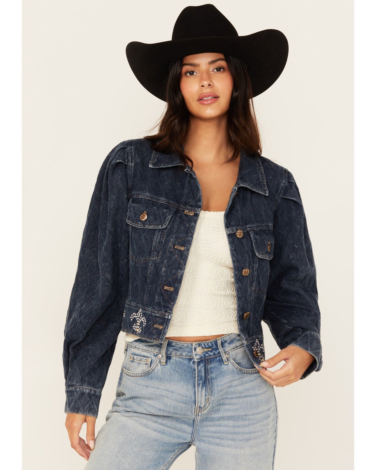 Miss Me Women's Dark Wash Denim Jacket, Dark Wash, hi-res