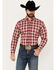 Image #1 - Ariat Men's Seamus Plaid Southwestern Print Long Sleeve Button-Down Western Shirt, Magenta, hi-res