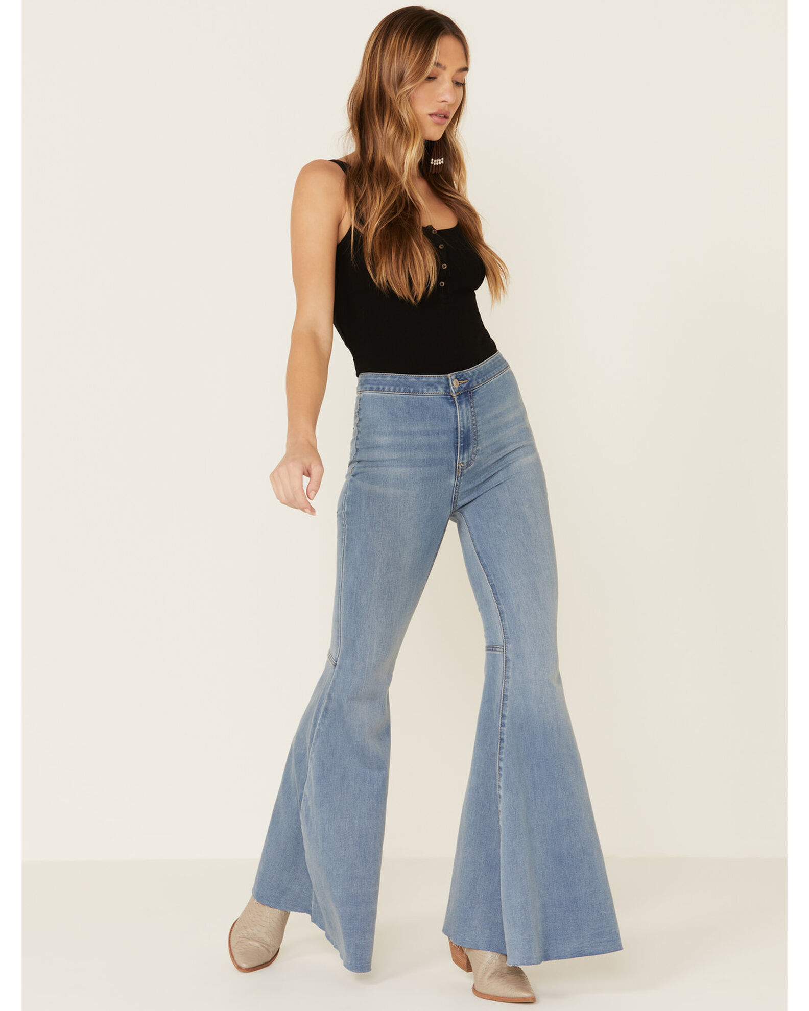 Product Name: Free People Women's Light Wash High Rise Just Float On Flare  Jeans