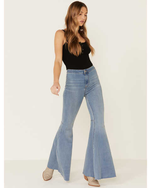 Free People Women's Light Wash High-Rise Just Float On Flare Jeans, Blue, hi-res