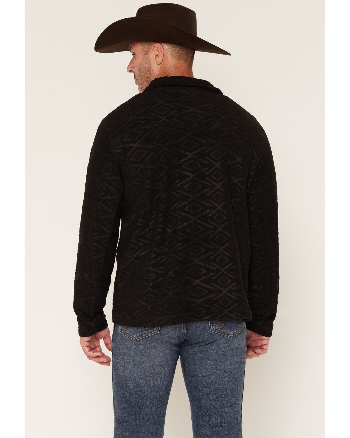 Image #4 - Panhandle Slim Men's Southwestern Print Embossed 1/4 Zip Pullover, Black, hi-res