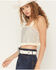 Image #2 - Blue B Women's Satin Crystal Embellished Top, Cream, hi-res
