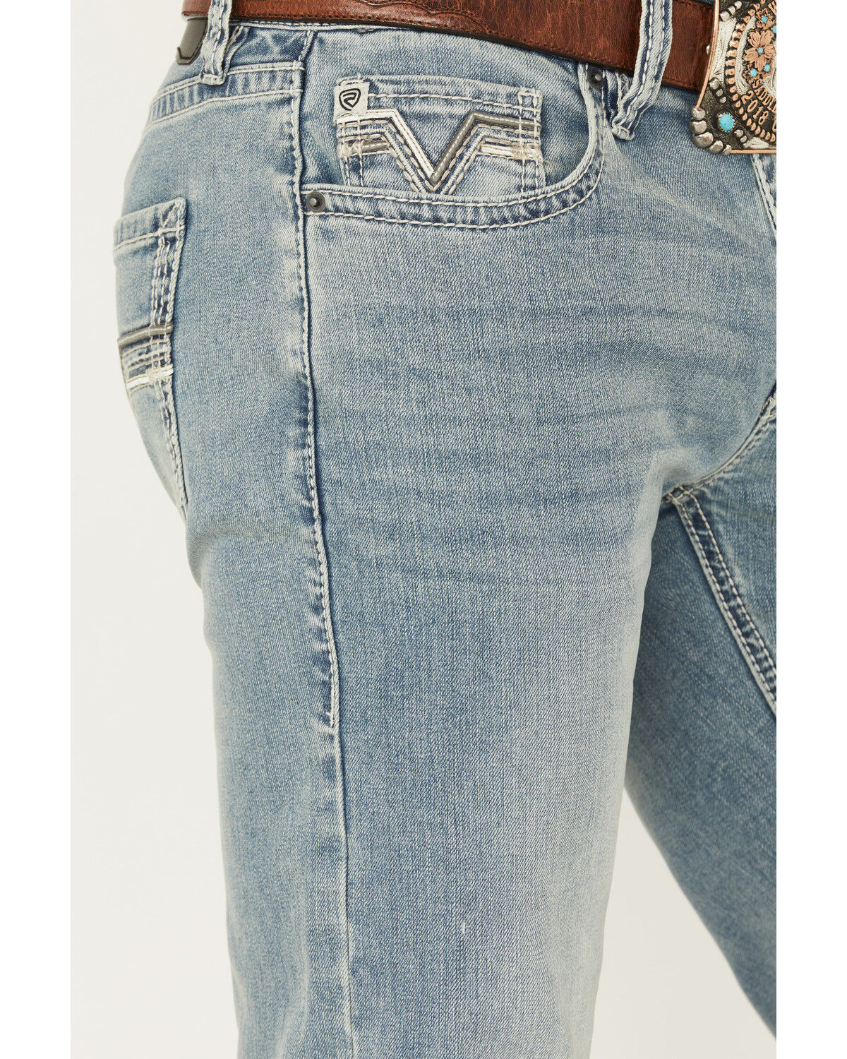 Image #2 - Rock & Roll Denim Men's Pistol Light Wash Straight Leg Denim Jeans, Light Wash, hi-res