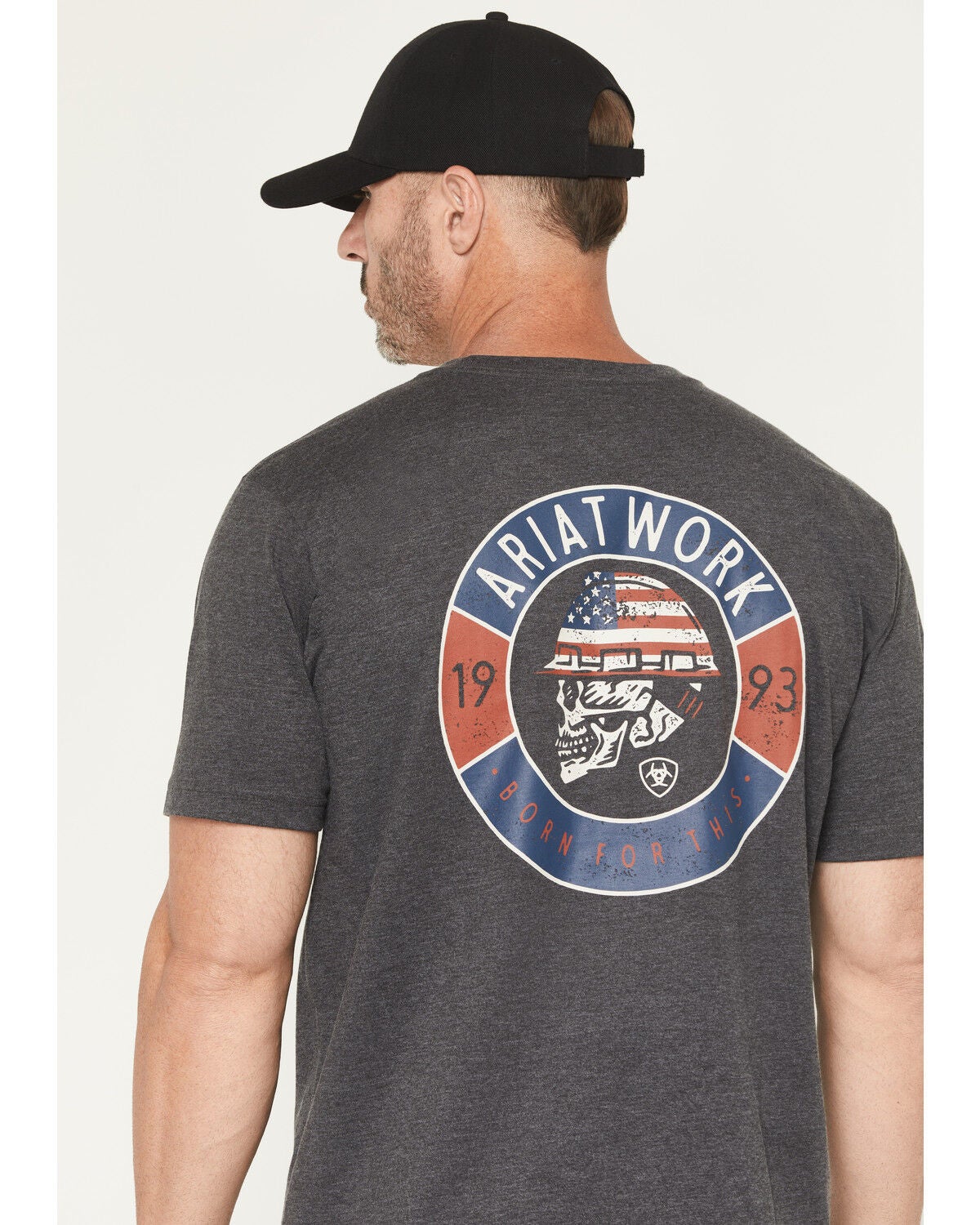 Image #4 - Ariat Men's Rebar Cotton Strong Bolt Short Sleeve Graphic Work Shirt, Charcoal, hi-res