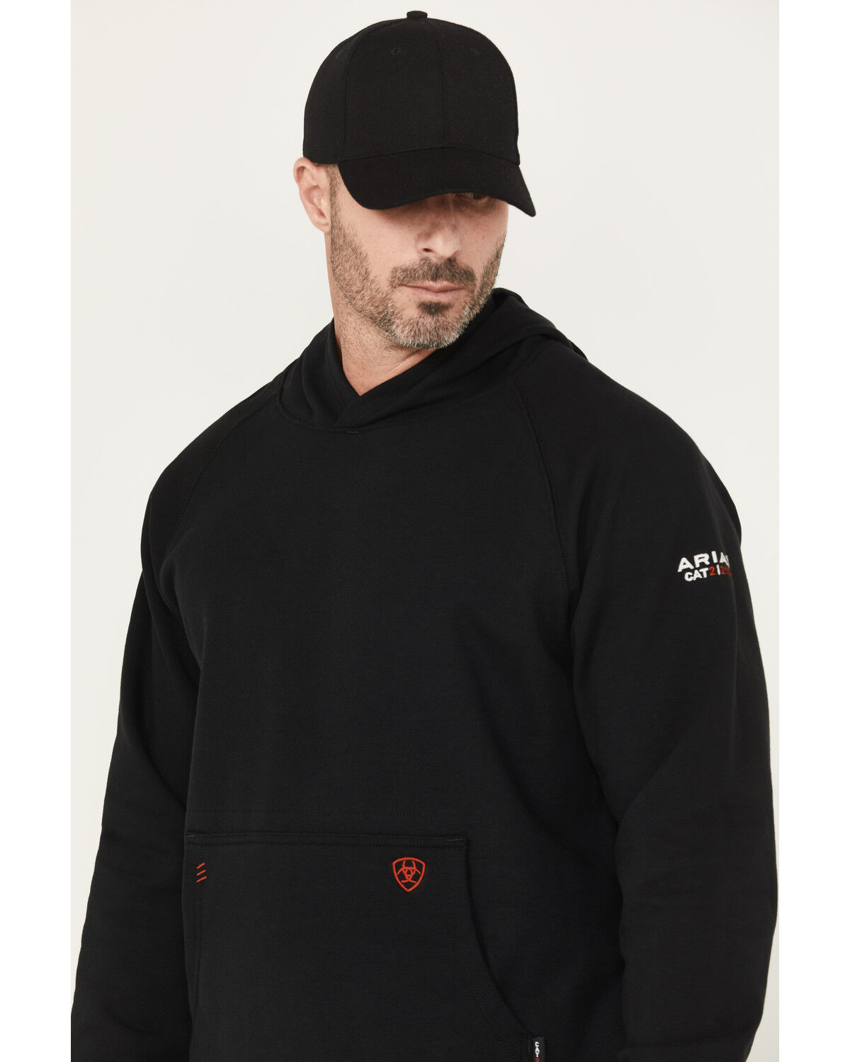 Image #2 - Ariat Men's FR Duster Work Hard Hooded Sweatshirt, Black, hi-res