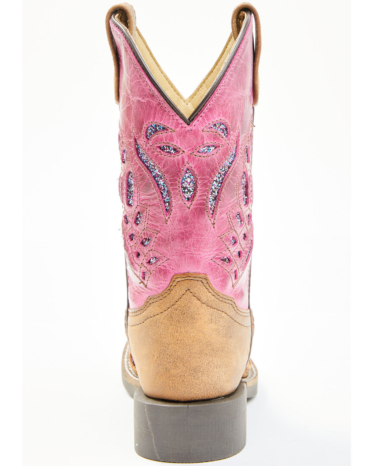 Image #5 - Shyanne Girls' Chloe Glitter Western Boots - Square Toe, Pink, hi-res