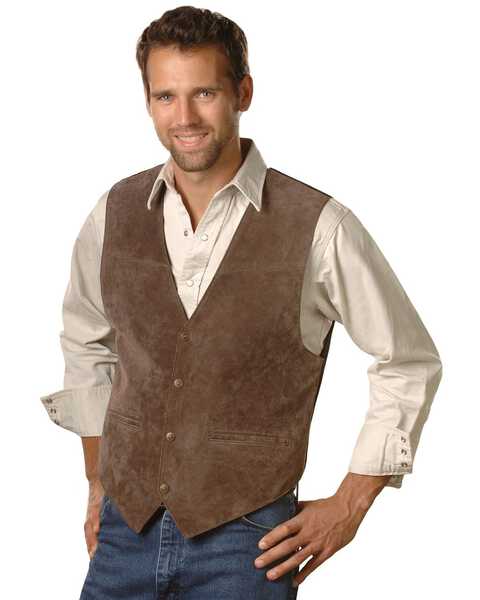 Scully Men's Suede Leather Vest, Espresso, hi-res