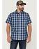 Image #1 - Brothers and Sons Men's Performance Plaid Short Sleeve Button Down Western Shirt , Blue, hi-res