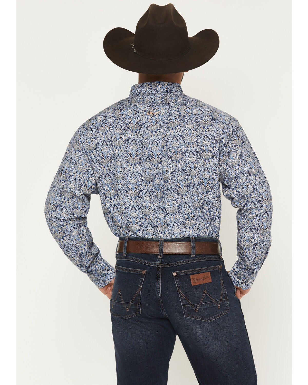 Image #4 - Ariat Men's Stoney Paisley Print Long Sleeve Button-Down Western Shirt - Big, Blue, hi-res