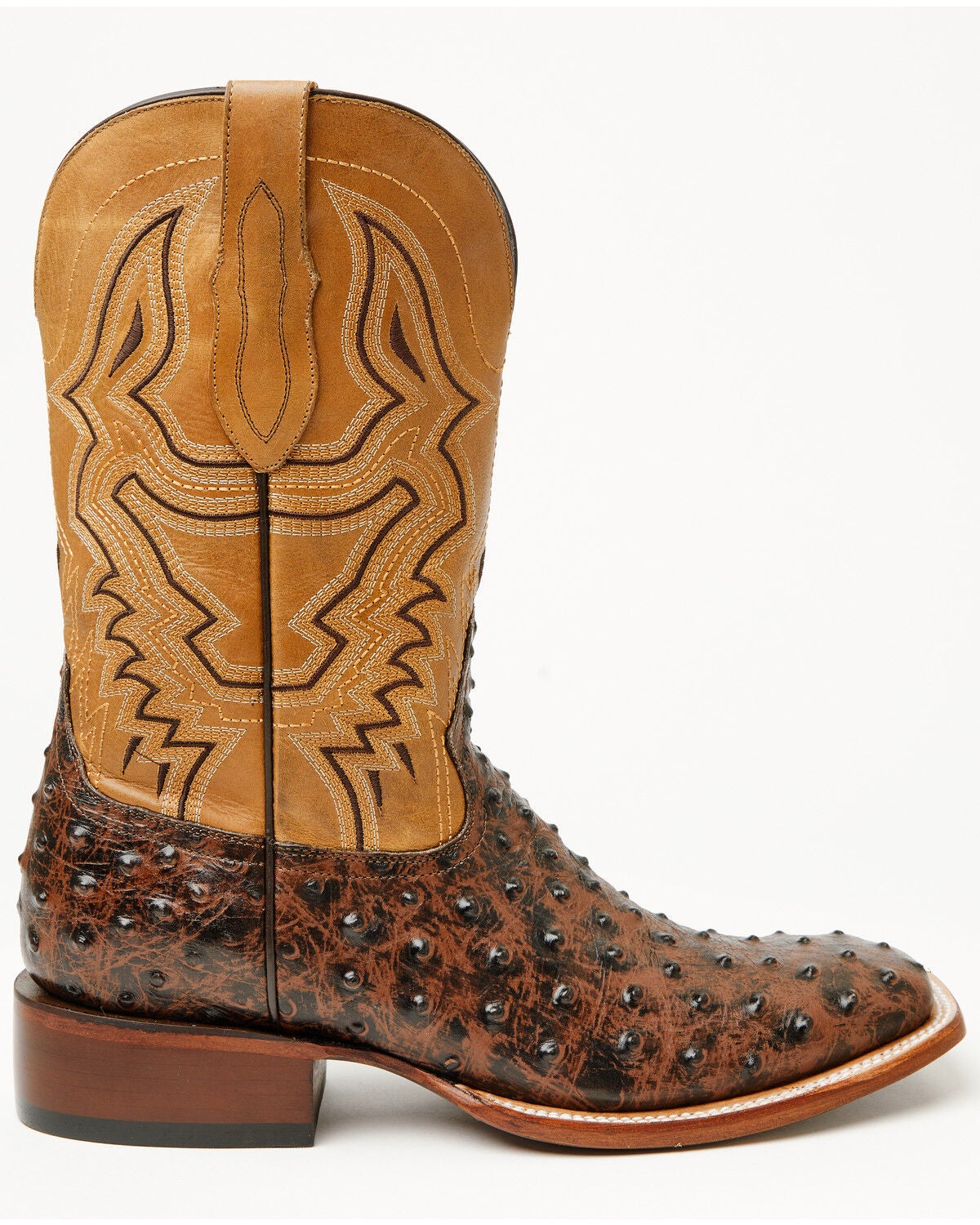 Image #2 - Cody James Men's Badlands Ostrich Print Western Boots - Broad Square Toe, Brown, hi-res