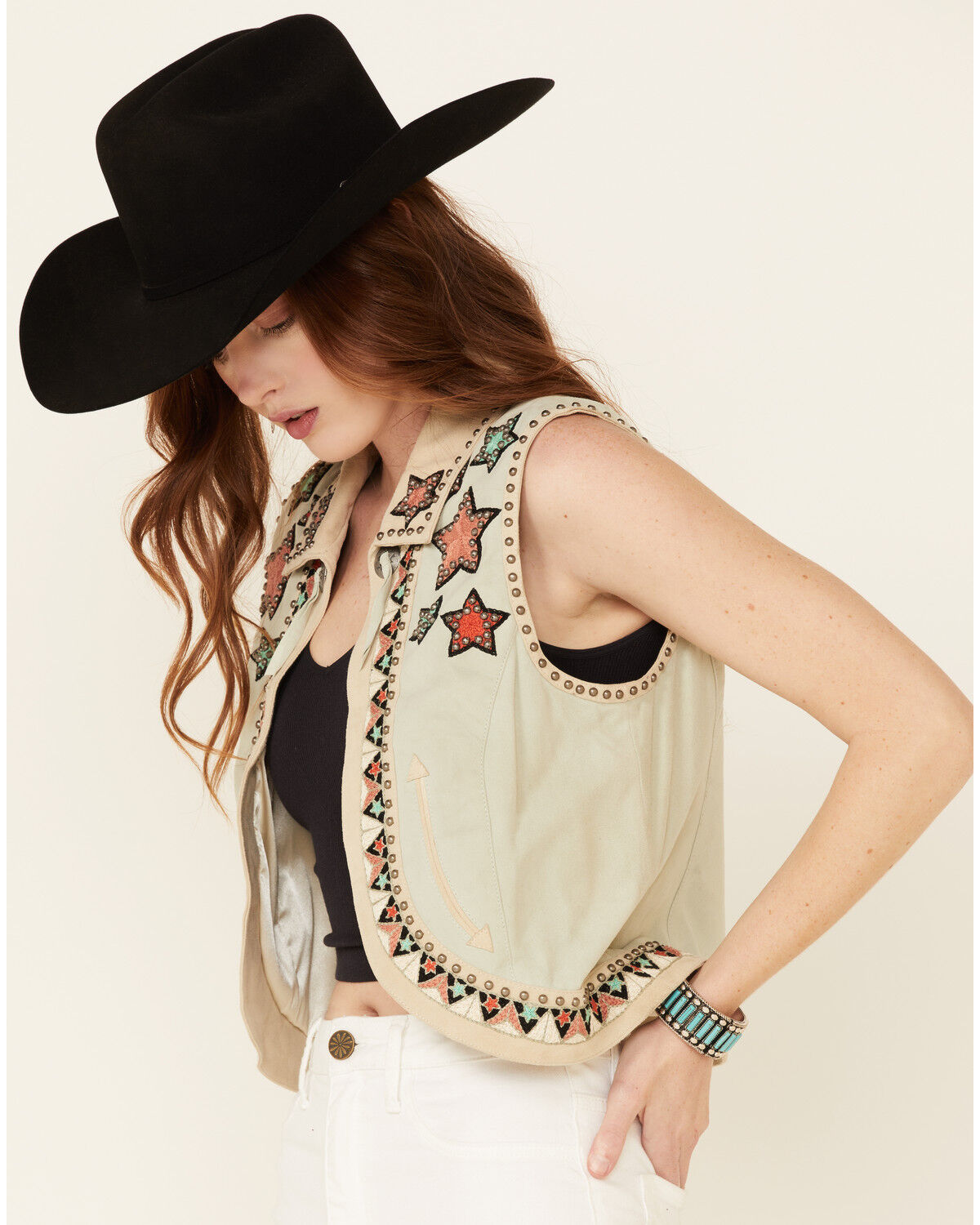 Image #3 - Double D Ranch Women's Song Of The West Suede Vest, Ivory, hi-res