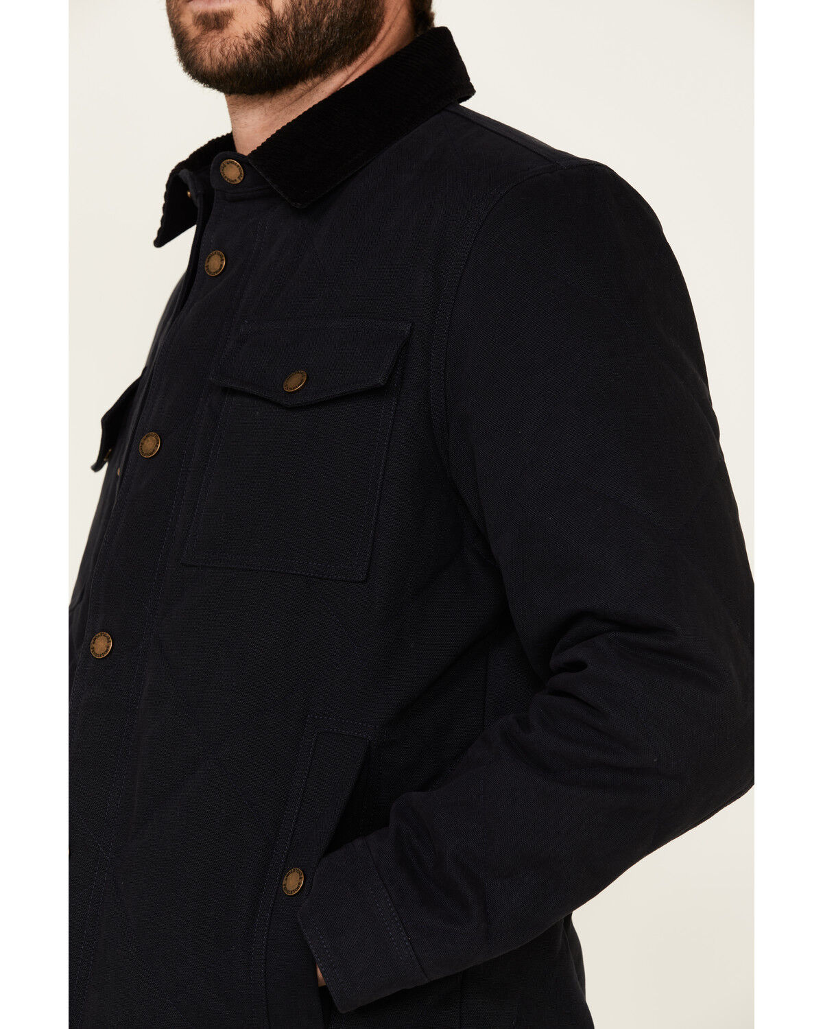 Image #3 - Pendleton Men's Solid Quilted Canvas Snap-Front Shirt Jacket, Navy, hi-res
