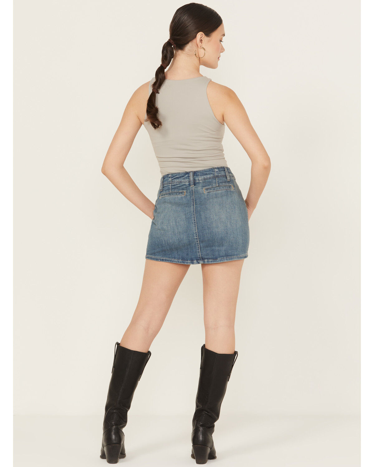 Image #3 - Free People Women's Daylight Medium Wash Denim Mini Skirt, Blue, hi-res