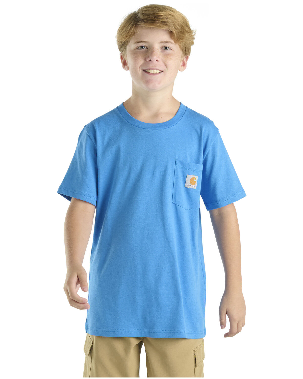 Image #1 - Carhartt Little Boys' Solid Short Sleeve Pocket T-Shirt, Blue, hi-res