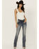 Image #3 - Grace in LA Women's Medium Wash Mid Rise Geo Pocket Bootcut Stretch Denim Jeans, Medium Wash, hi-res