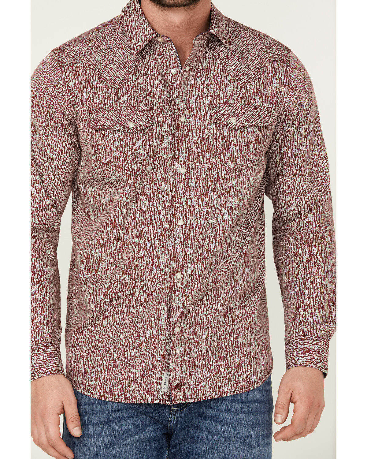 Image #3 - Moonshine Spirit Men's Album Printed Long Sleeve Pearl Snap Western Shirt, Burgundy, hi-res
