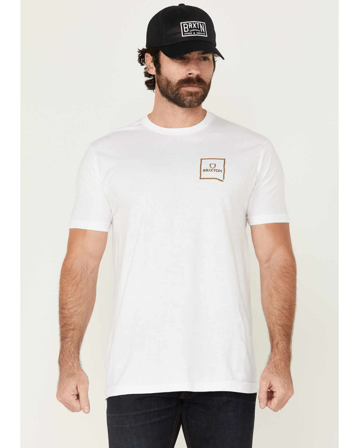 Image #2 - Brixton Men's Boot Barn Exclusive Alpha Square Lasso Short Sleeve Graphic T-Shirt, White, hi-res
