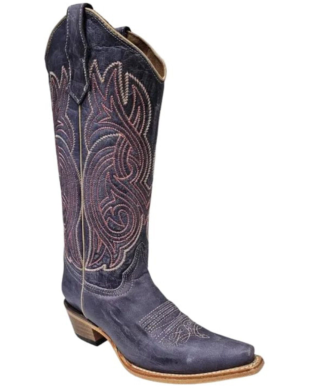 Circle G Women's Embroidered Western Boots - Snip Toe, Lilac, hi-res