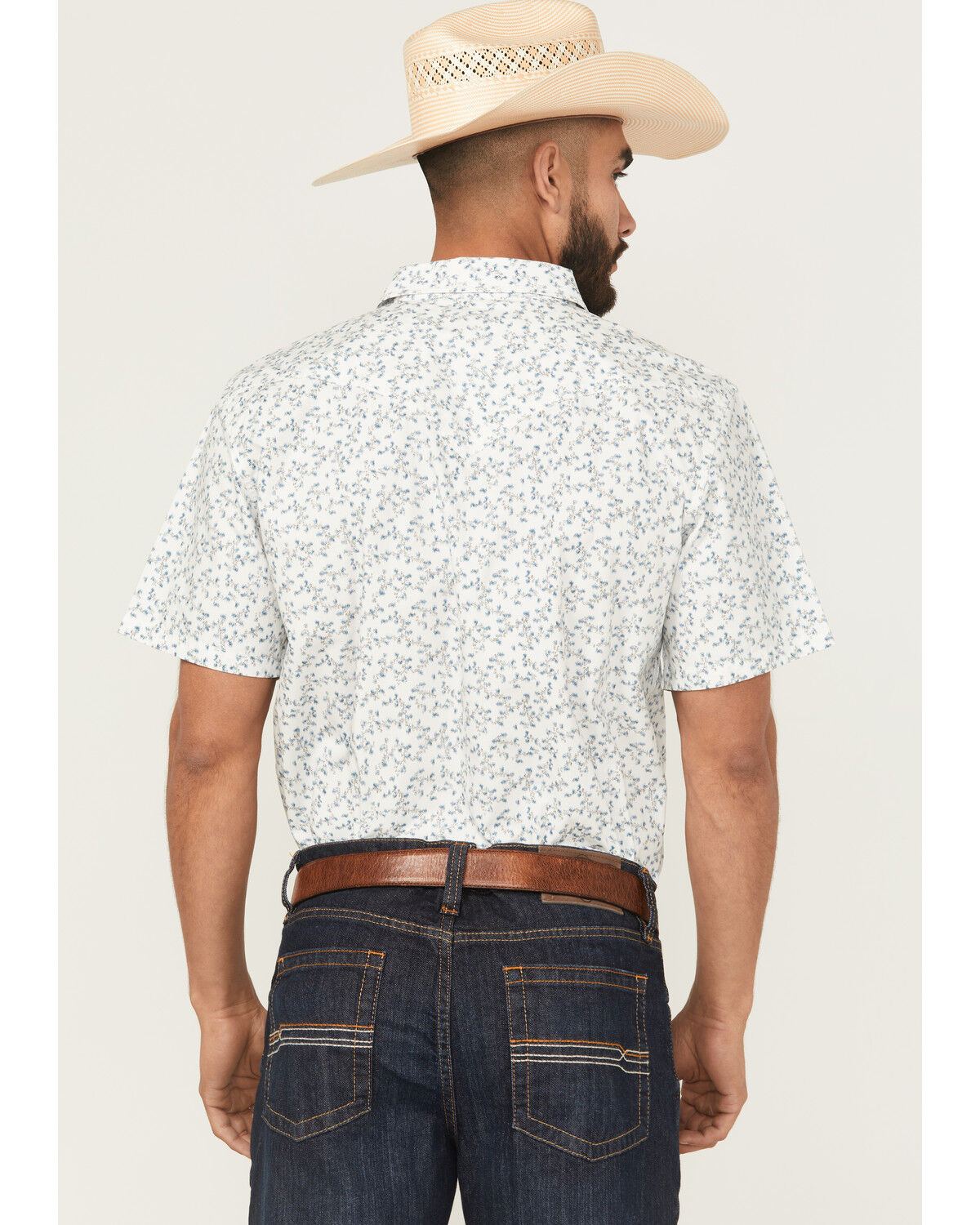 Image #4 - Cody James Rodeo Drive Floral Print Short Sleeve Snap Western Shirt, White, hi-res