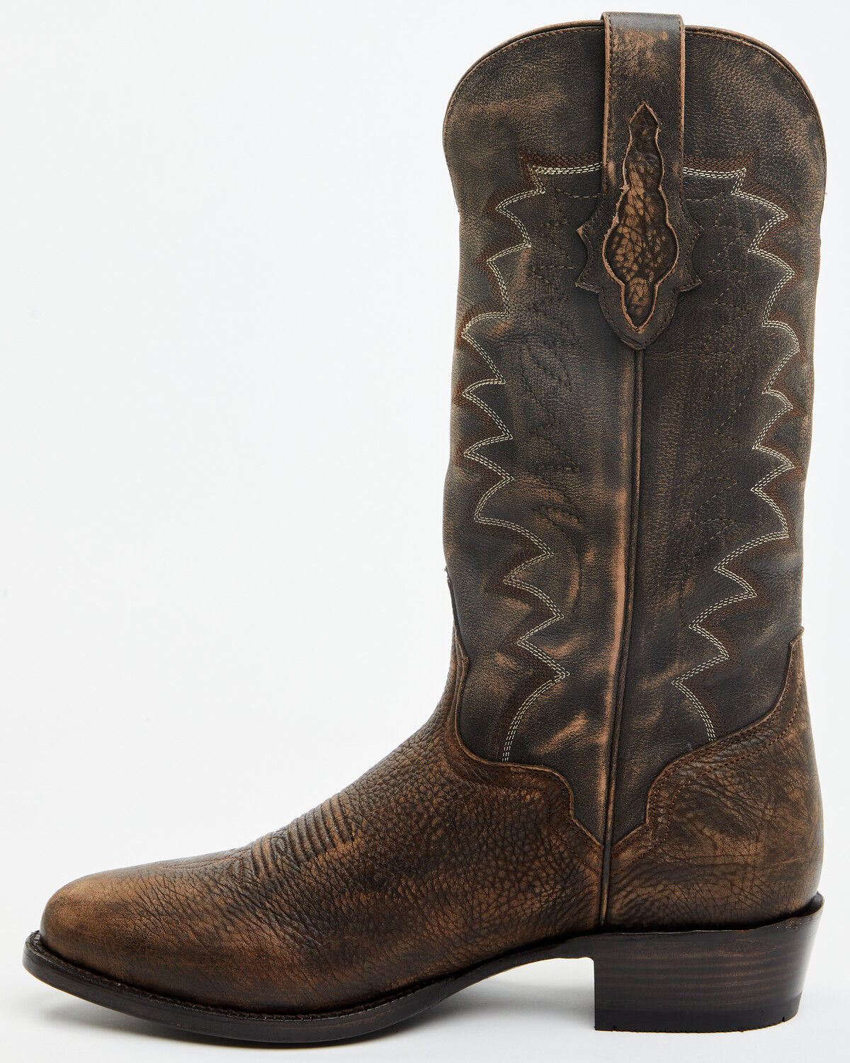 Image #3 - El Dorado Men's Bison Western Boots - Round Toe, Chocolate, hi-res
