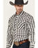 Image #2 - Roper Men's Plaid Print Long Sleeve Snap Stretch Western Shirt, Blue, hi-res
