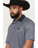 Image #2 - RANK 45® Men's Railroad Striped Short Sleeve Polo, Light Blue, hi-res
