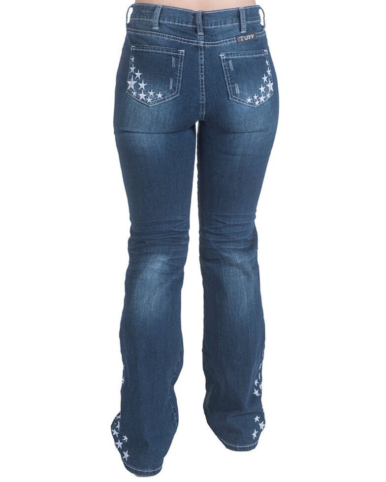 Cowgirl Tuff Girls' Medium Wash Stardust Embroidered Bootcut Jeans, Blue, hi-res
