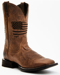 Ariat Men's Circuit Patriot Western Boots - Square Toe, Distressed Brown, hi-res