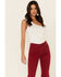 Shyanne Women's Red Seamed Pocket Flare Jeans, Red, hi-res