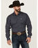 Image #1 - Cinch Men's Geo Print Long Sleeve Button-Down Western Shirt, Navy, hi-res