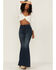 Image #2 - Lush Women's Long Sleeve Smocked Tie Front Blouse, Off White, hi-res