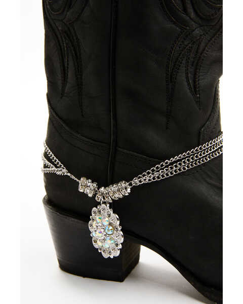 Shyanne Women's Rhinestone Studded Berry Boot Chain, Silver, hi-res