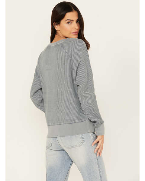 Image #4 - Cleo + Wolf Women's Embroidered Thermal Knit Top, Slate, hi-res