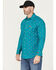 Image #2 - Wrangler Men's FR Checotah Southwestern Print Long Sleeve Snap Work Shirt, Green, hi-res