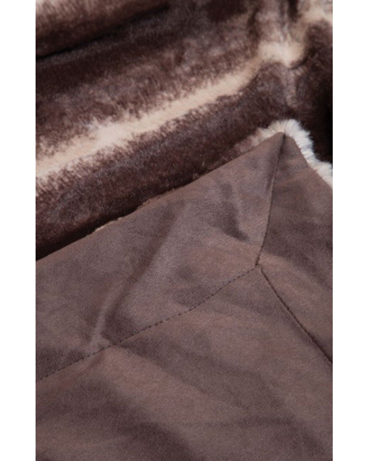 Image #4 - Carstens Home Brown Striped Chinchilla Plush Faux Fur Throw Blanket, Brown, hi-res