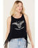 Image #2 - Shyanne Women's American Made Graphic Cage Back Tank, Dark Blue, hi-res