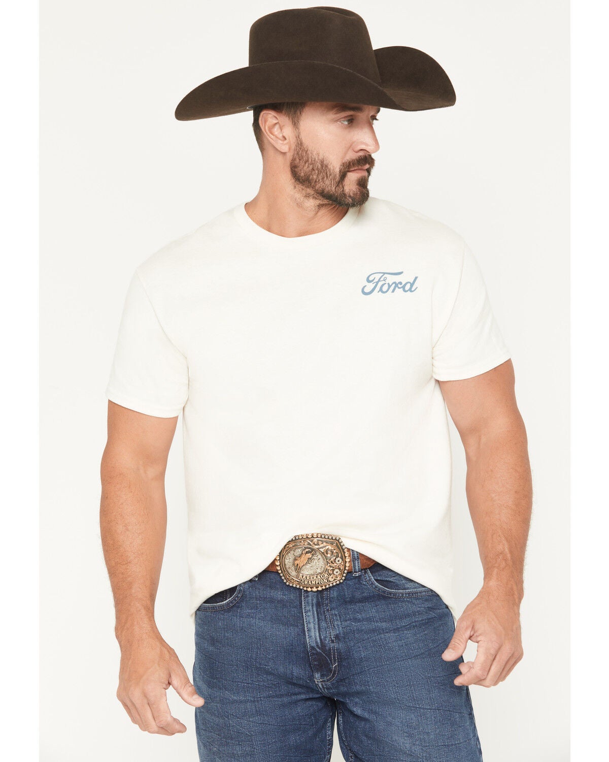 Image #2 - Buckwear Men's Ford Truck Cover Short Sleeve Graphic T-Shirt, Natural, hi-res