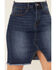 Image #2 - Vervet Women's Dark Wash Raw Hem Mini Skirt, Blue, hi-res